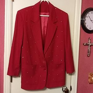 Red Blazer with Rhinestones throughout the front.
